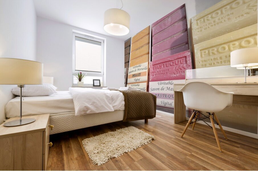 Melon and watermelon soap bars at the Lourmarin market Mural print