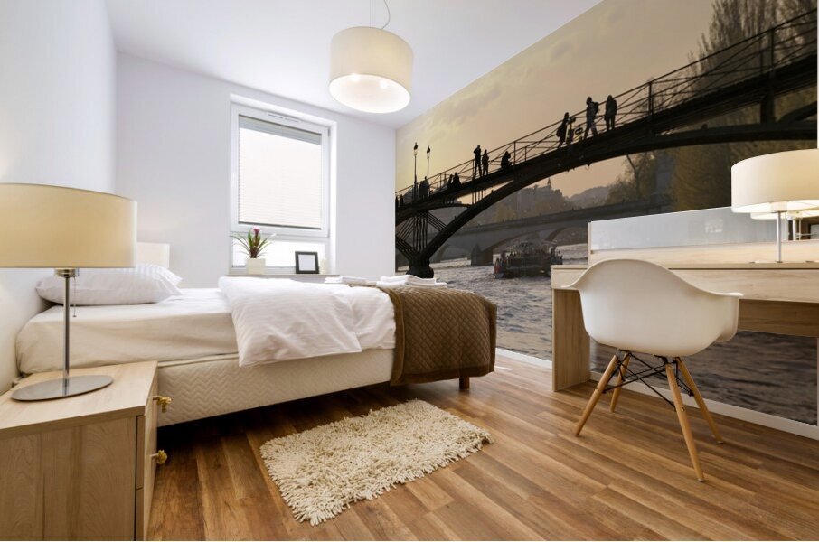 People taking in the view from Pont des Arts. Paris Mural print