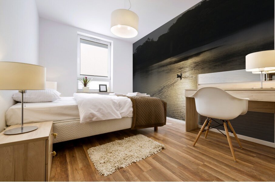 Canoeing on Lake Garzacocha at sunset La Selva Amazon Ecolodge Orellana Ecuador Mural print