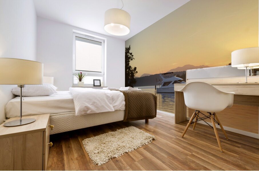 Photographing the sunset Mural print