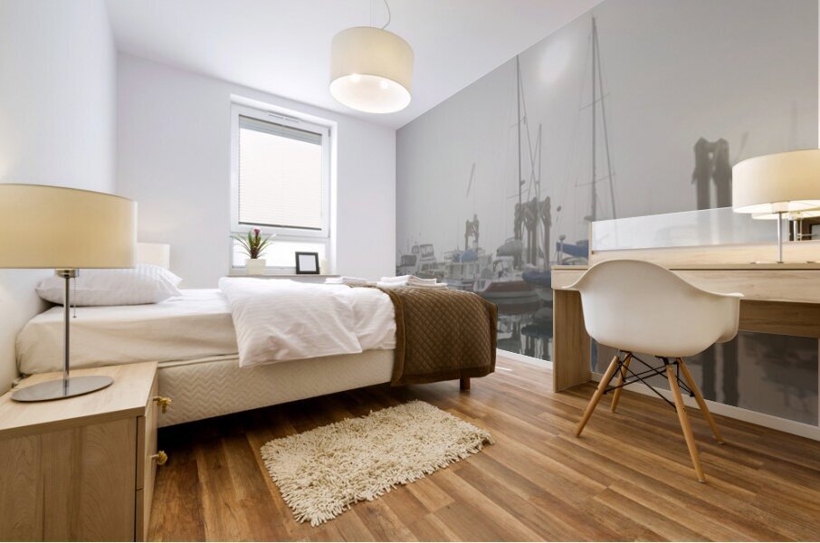 Fog in the harbour - San Juan Island Mural print