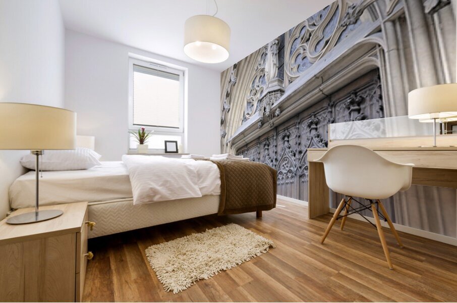 Entrance door detail of Eglise Saint-Bonaventure. France Mural print