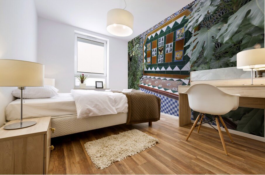 Ceramic tile bench with plants Casa Don Bosco Ronda Málaga Andalusia Spain Mural print