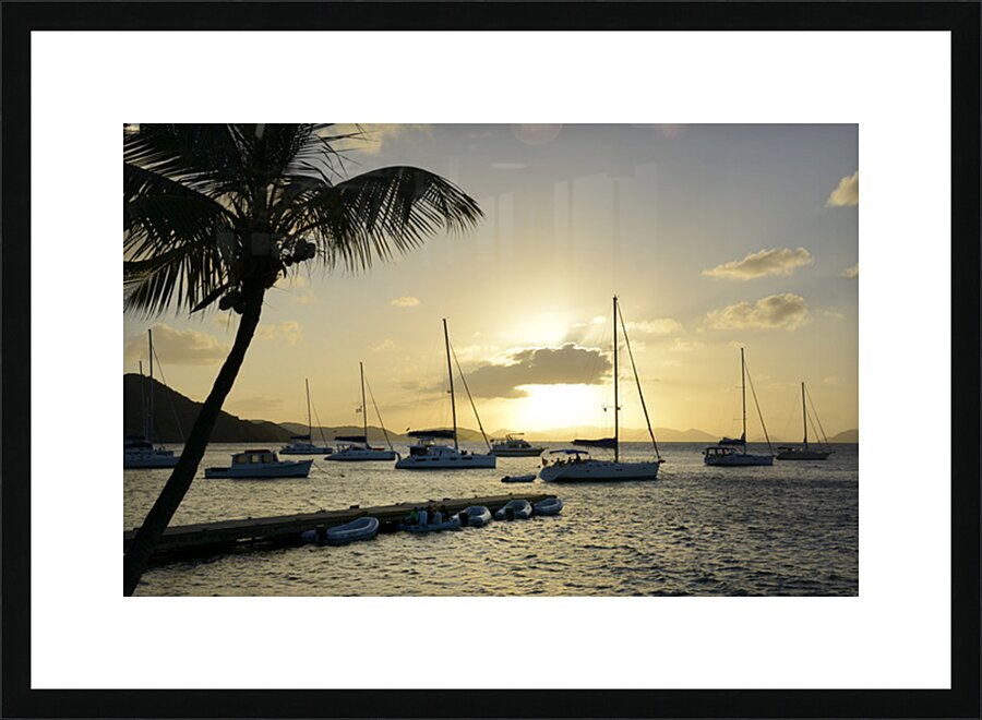 Dramatic sunset at Manchioneel Bay Picture Frame print