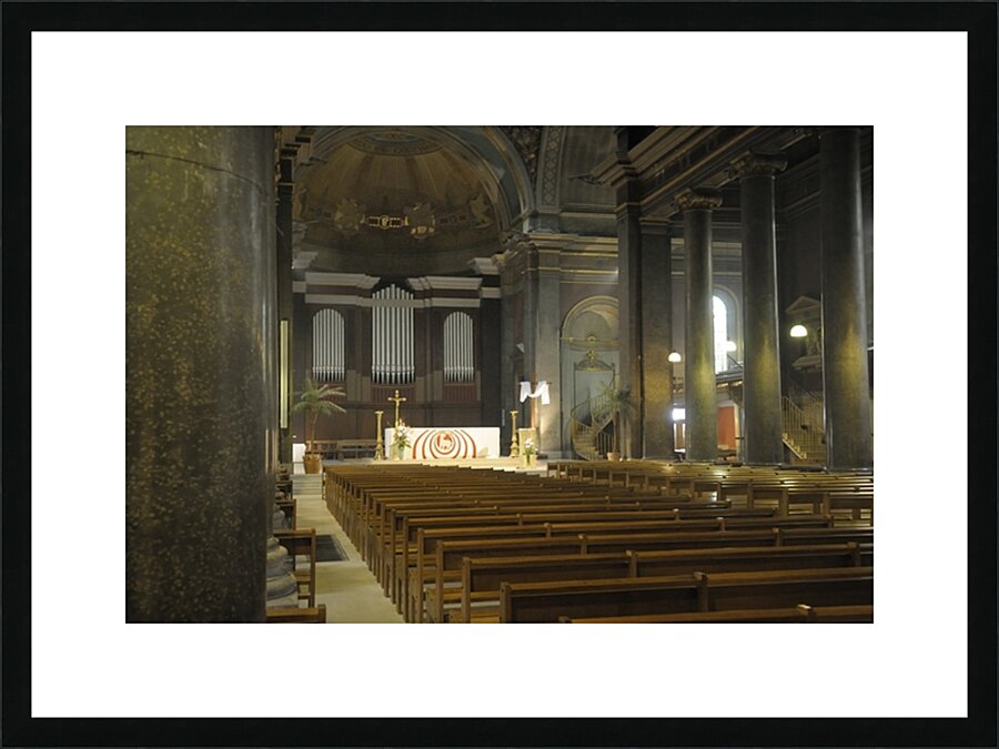 Interior of Eglise Saint Pothin with the alter and organ Picture Frame print