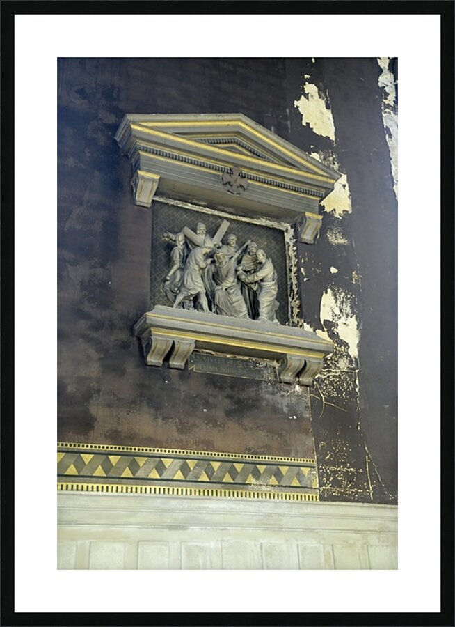 Carved crucifixion scene Eglise Saint Pothin Picture Frame print