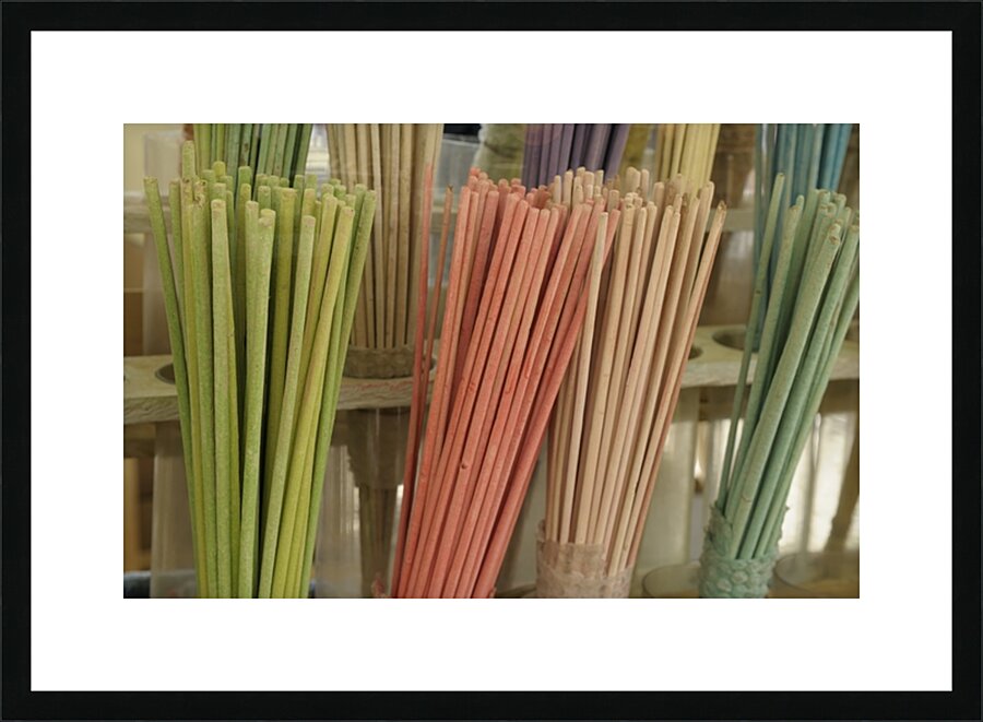 Colorful incense for sale at the Lourmarin Friday market Picture Frame print
