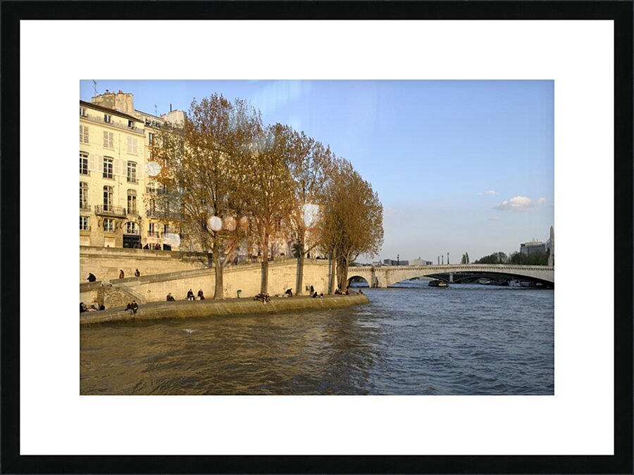 Seine River bank at sunset Paris Picture Frame print