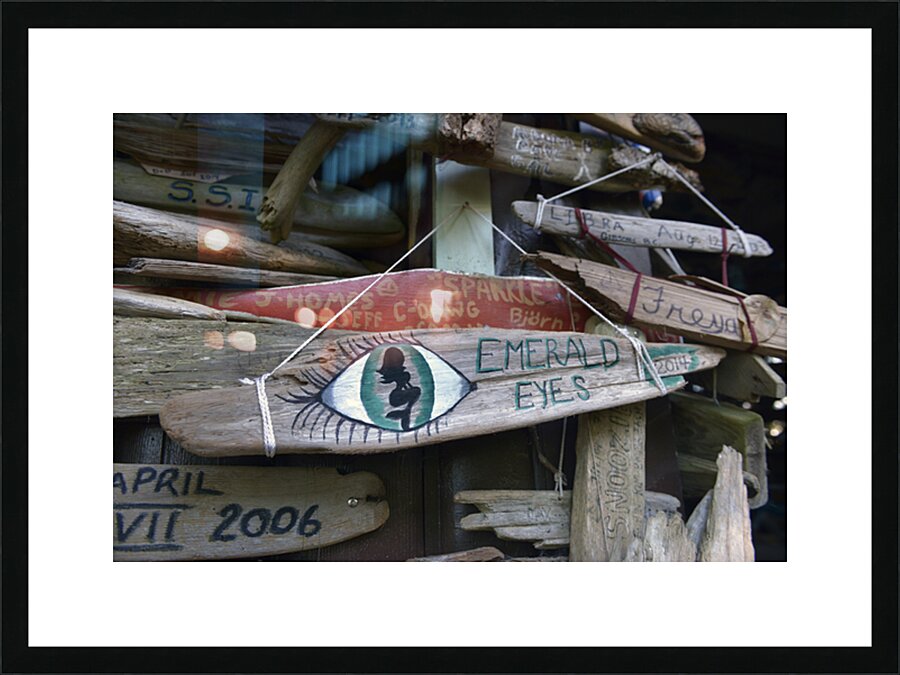 Driftwood sign for Emerald Eyes 2014 Picture Frame print