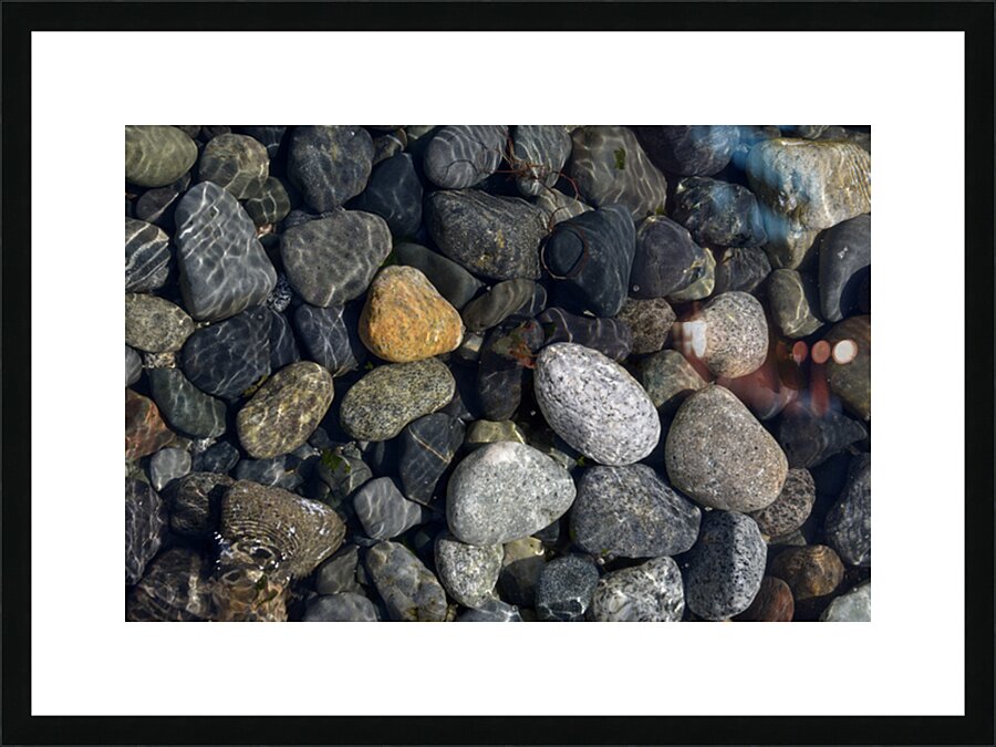 Polished rocks under the water. Sucia Island Picture Frame print