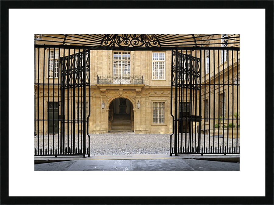 Entrance gate at the Hotel de Ville. Aix-en-Provence. France Picture Frame print