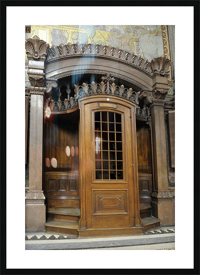 Confession box. Basilica Notre-Dame de Fourviere. Lyon. France Picture Frame print
