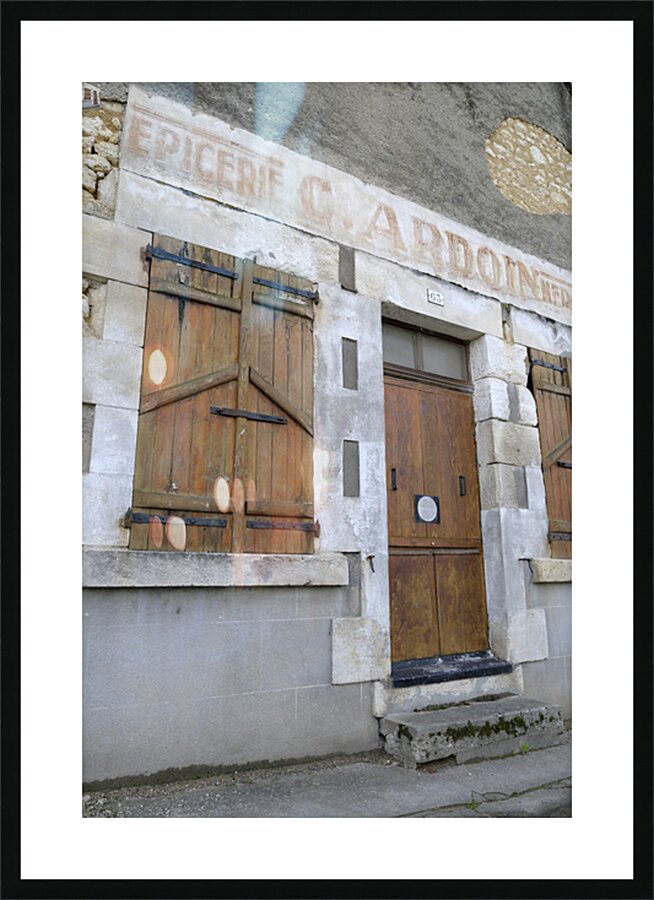 Old door and windows. Herry. France Picture Frame print