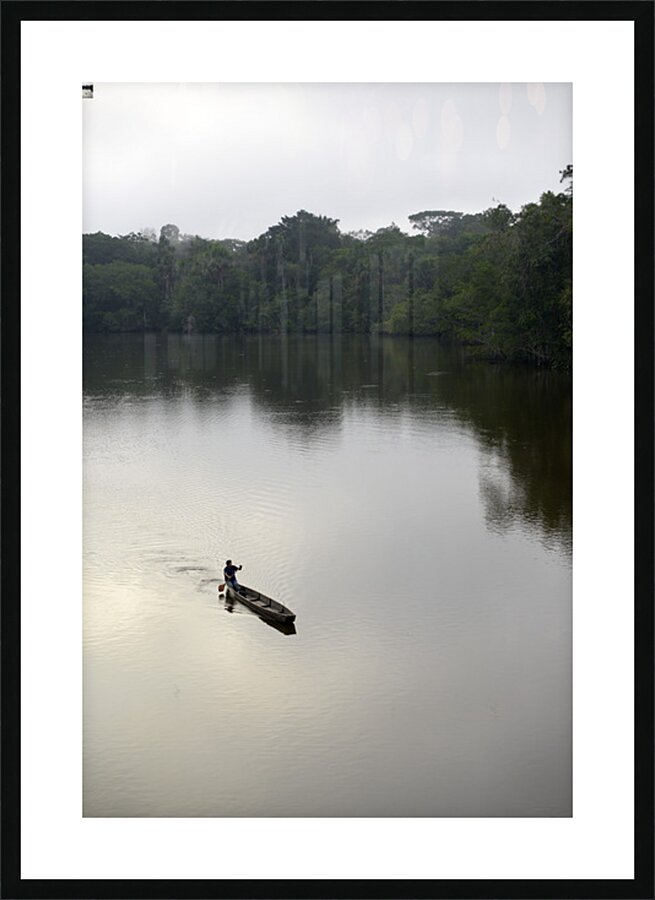 Canoeing on Lake Garzacocha Orellana Ecuador Picture Frame print