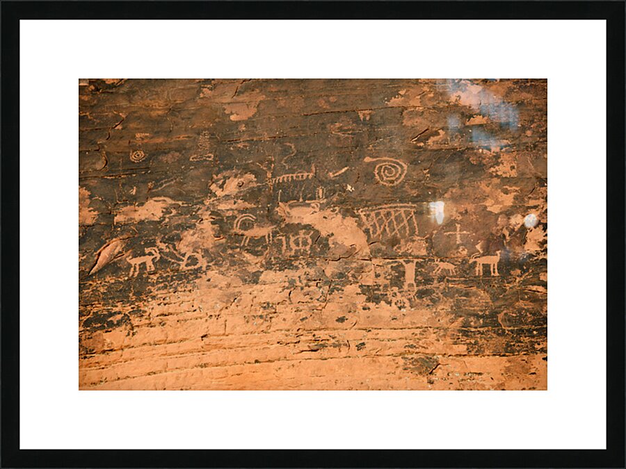 Petroglyphs near Atlatl Rock Valley of Fire State Park Nevada USA Picture Frame print