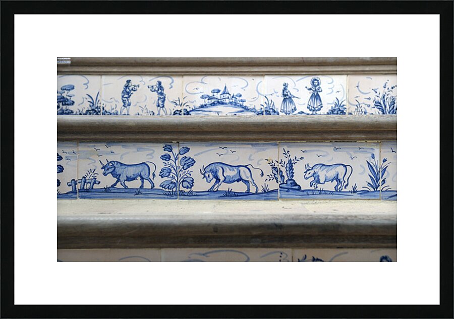 Ceramic tile stairs Plaza de Toros Bullring  Ronda Málaga Andalusia Spain Picture Frame print