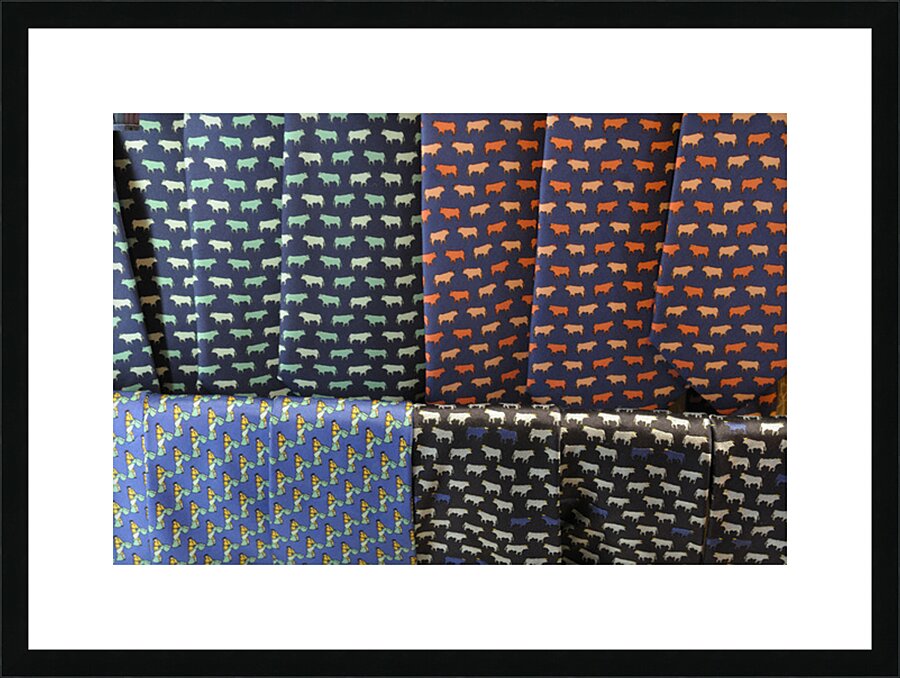 Textile with bull design Carrera de Espinel Ronda Málaga Andalusia Spain Picture Frame print