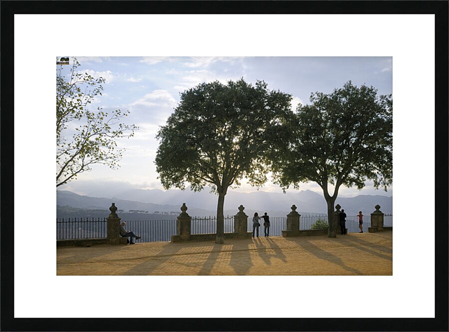 People enjoying the view from the Alameda del Tajo Ronda Málaga Andalusia Spain Picture Frame print