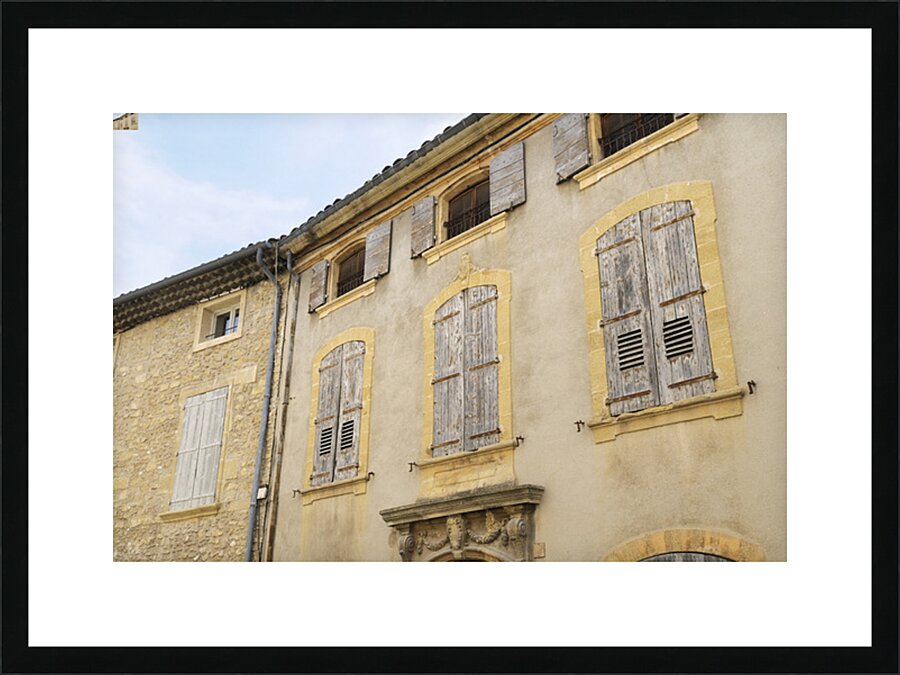 Shuttered windows on an old apartment  building Lourmarin Vaucluse Provence Alpes Côte dAzur France Picture Frame print