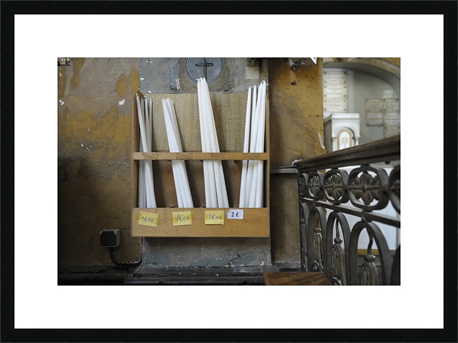 Prayer candles for sale Église Saint Pierre ancienne chapelle du collège des Jésuites Nevers Nièvre Burgundy France Picture Frame print