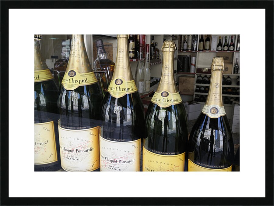 Champagne bottles in a liquor store Nevers Nièvre Burgundy France Picture Frame print