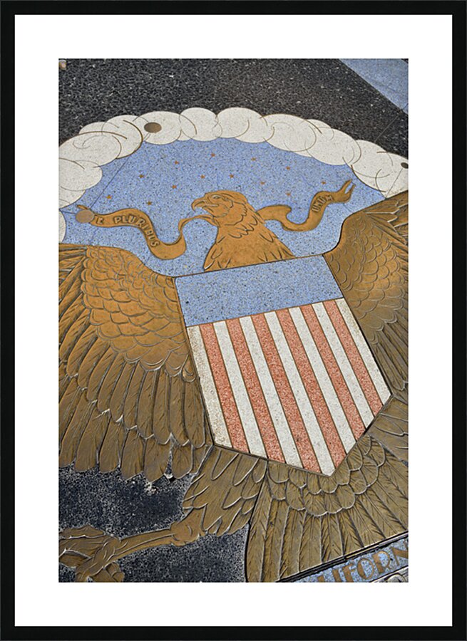 Bas relief plaque of the American Eagle. Hoover Dam Arizona Nevada USA Picture Frame print