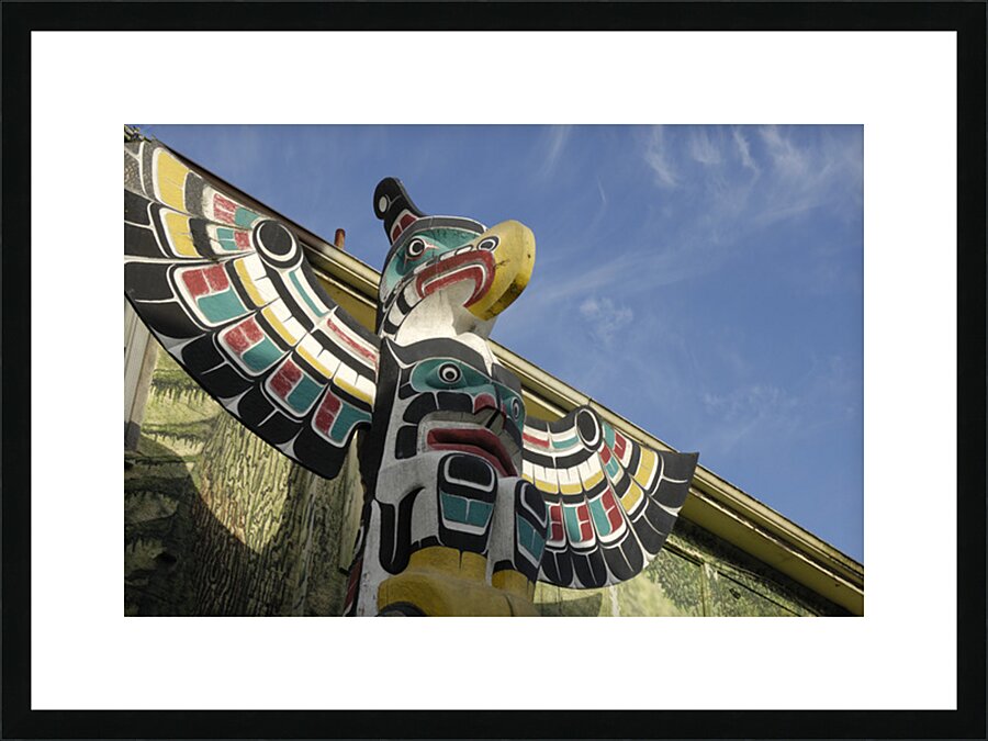 Thunderbird Above Killer Whale   Carver: Harold Alfred 1990. Cowichan Valley Vancouver Island British Columbia Canada. Picture Frame print