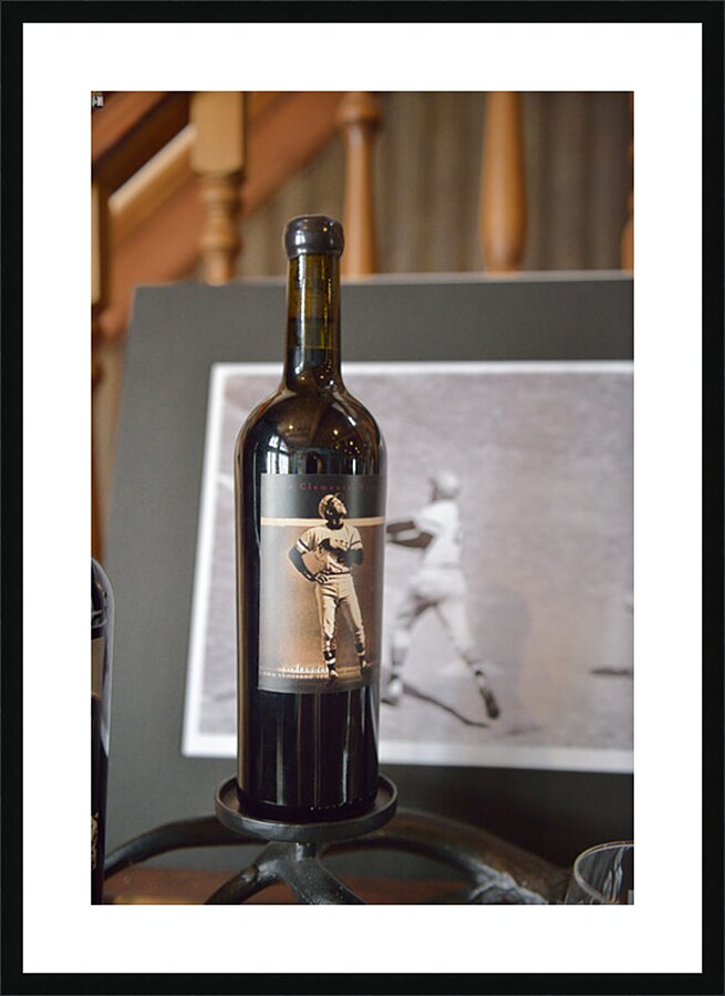 Bottle of Zinfandel wine with Roberto Clemente label The Clemente Museum. Pittsburgh Pennsylvania Picture Frame print