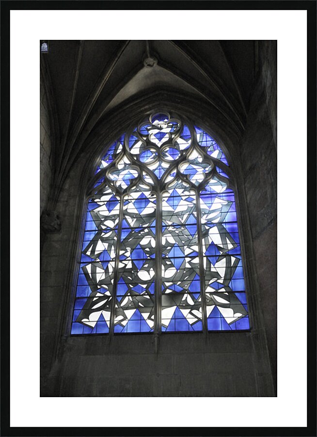 Modern stained glass window Nevers Cathedral Cathédrale Saint Cyr et Sainte Julitte de Nevers Nevers Nièvre Burgundy France Picture Frame print