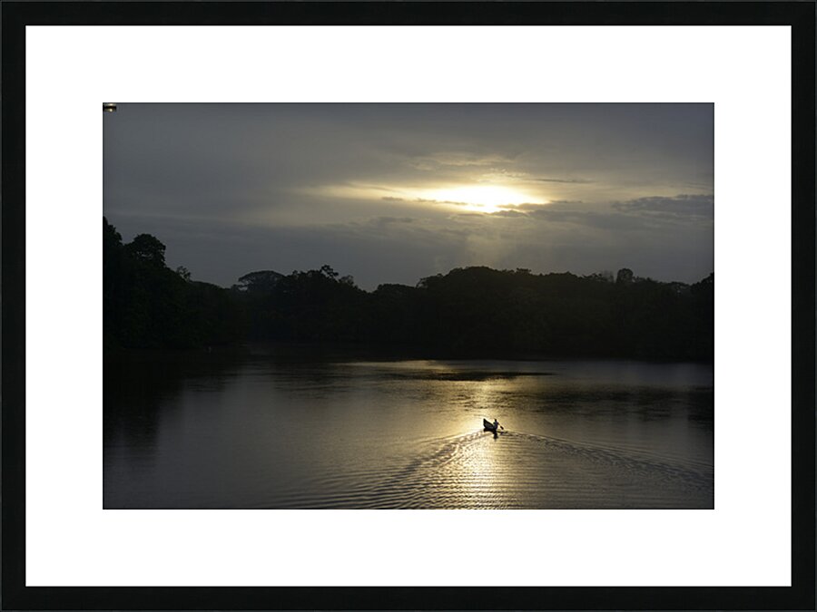 Canoeing on Lake Garzacocha La Selva Amazon Ecolodge Orellana Ecuador Picture Frame print