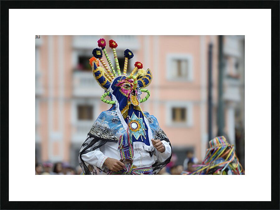 Traditional dancing in the Plaza de Santo Domingo during Quitos celebration of the anniversary of its Spanish foundation Quito Ecuador Picture Frame print