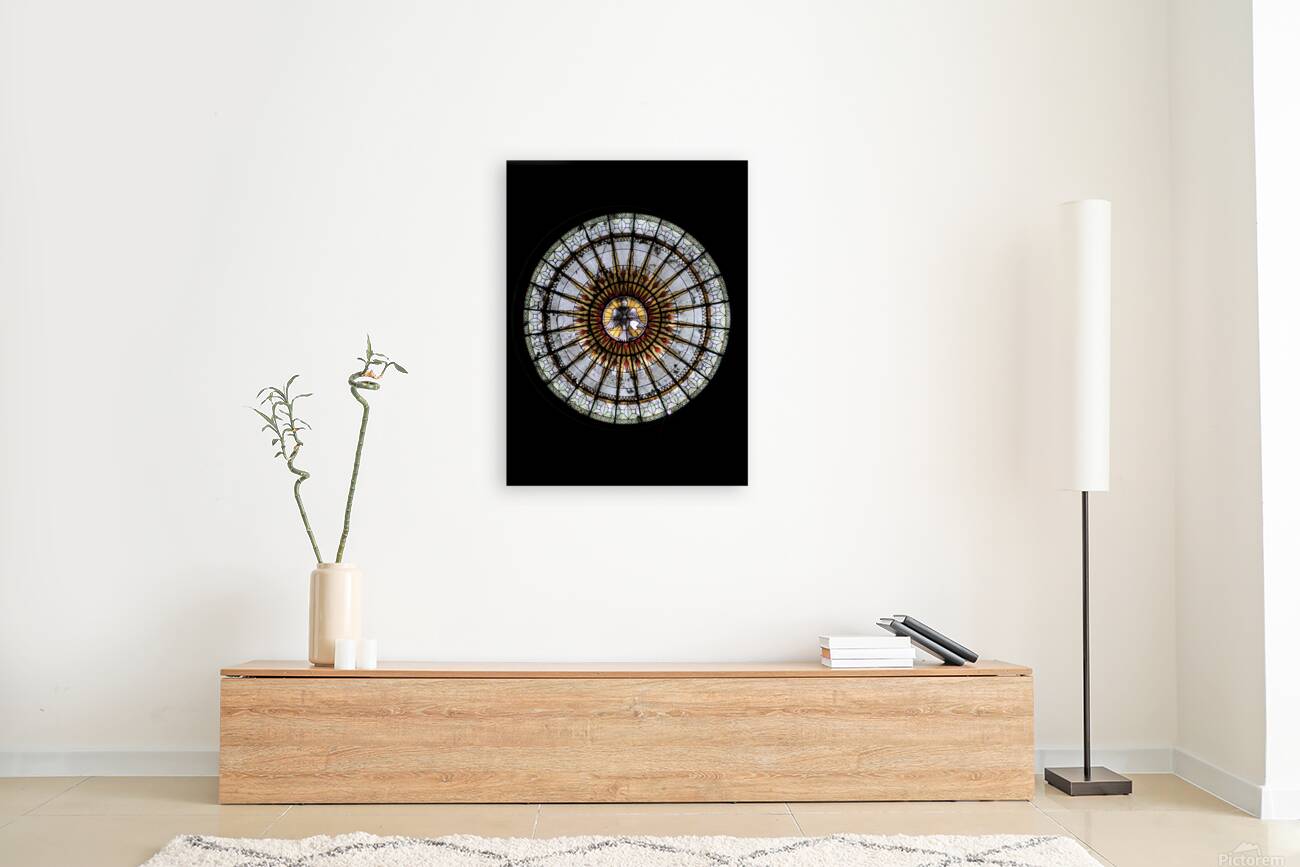 Round geometric stained glass window Eglise Saint Pothin Reproduction