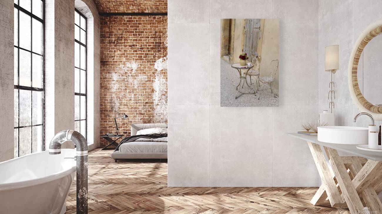 Outdoor table with flowers Reproduction