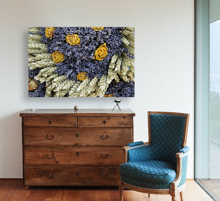 Dried yellow roses and lavender - Lourmarin Reproduction