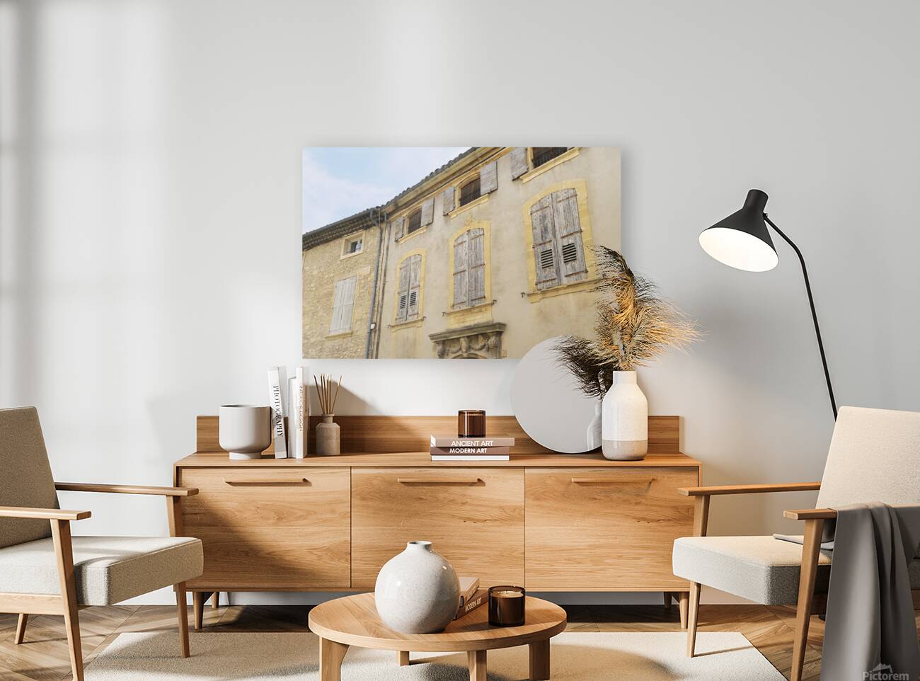Shuttered windows on an old apartment  building in Lourmarin Reproduction