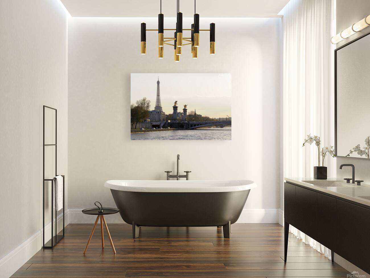 Pont Alexandre III and the Eiffel Tower from the Seine River - Paris Reproduction