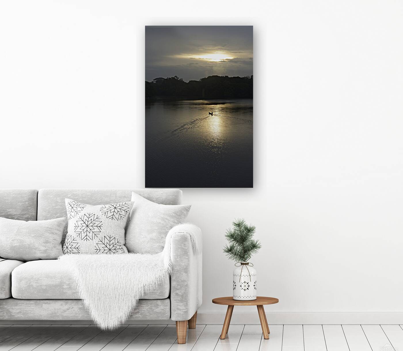 Canoeing on Lake Garzacocha at sunset La Selva Amazon Ecolodge Orellana Ecuador Reproduction