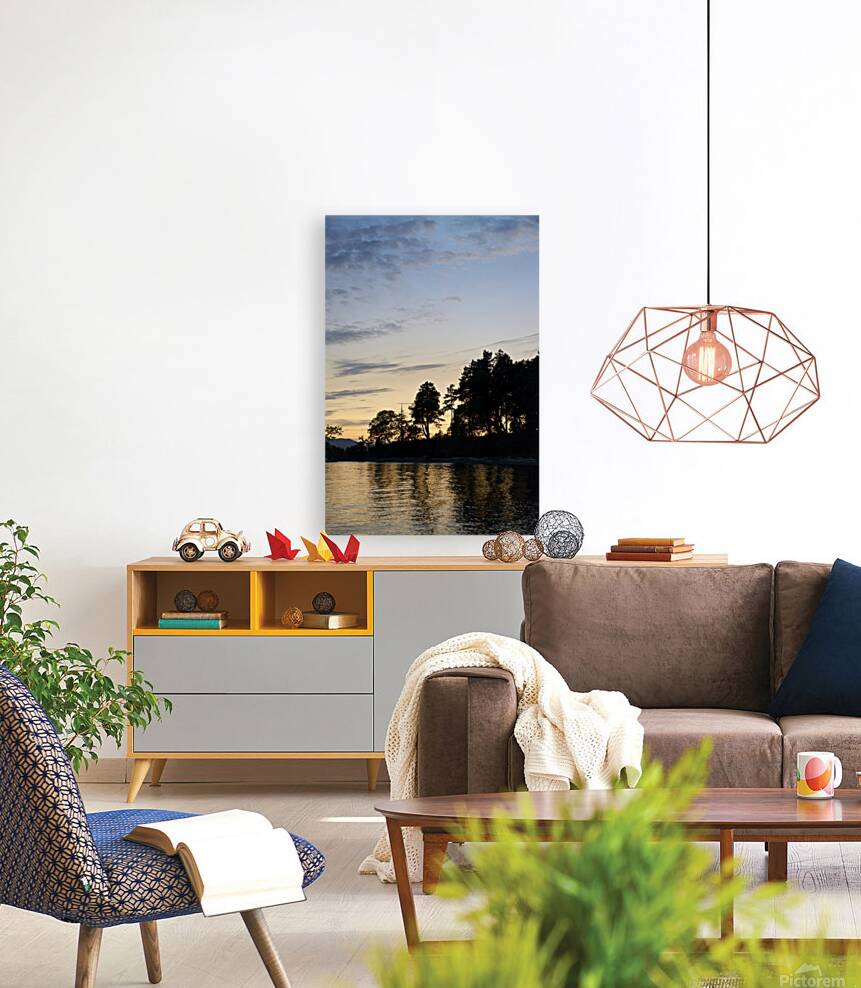 Silhouetted trees at sunset Reproduction