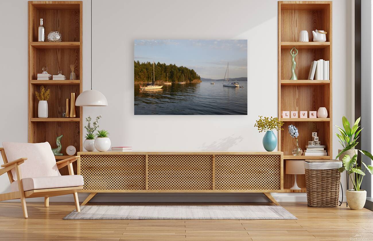 Sailboats at anchor on the west side of Tent Island Reproduction