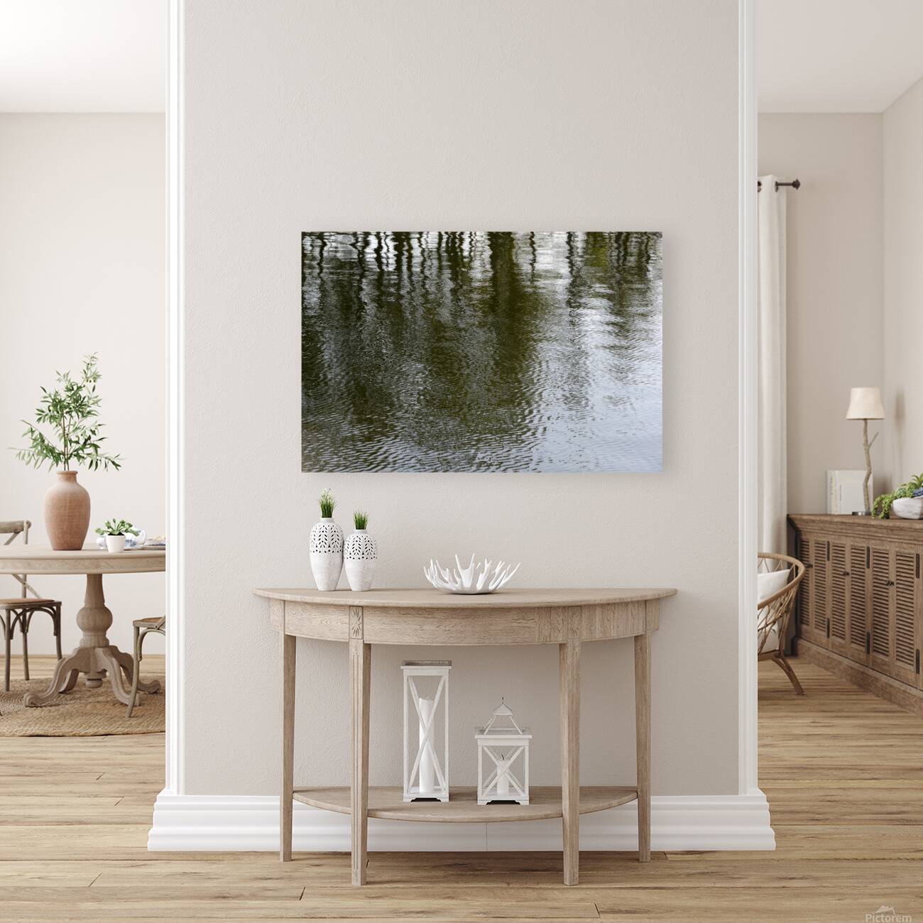 Trees reflected in the ocean Reproduction