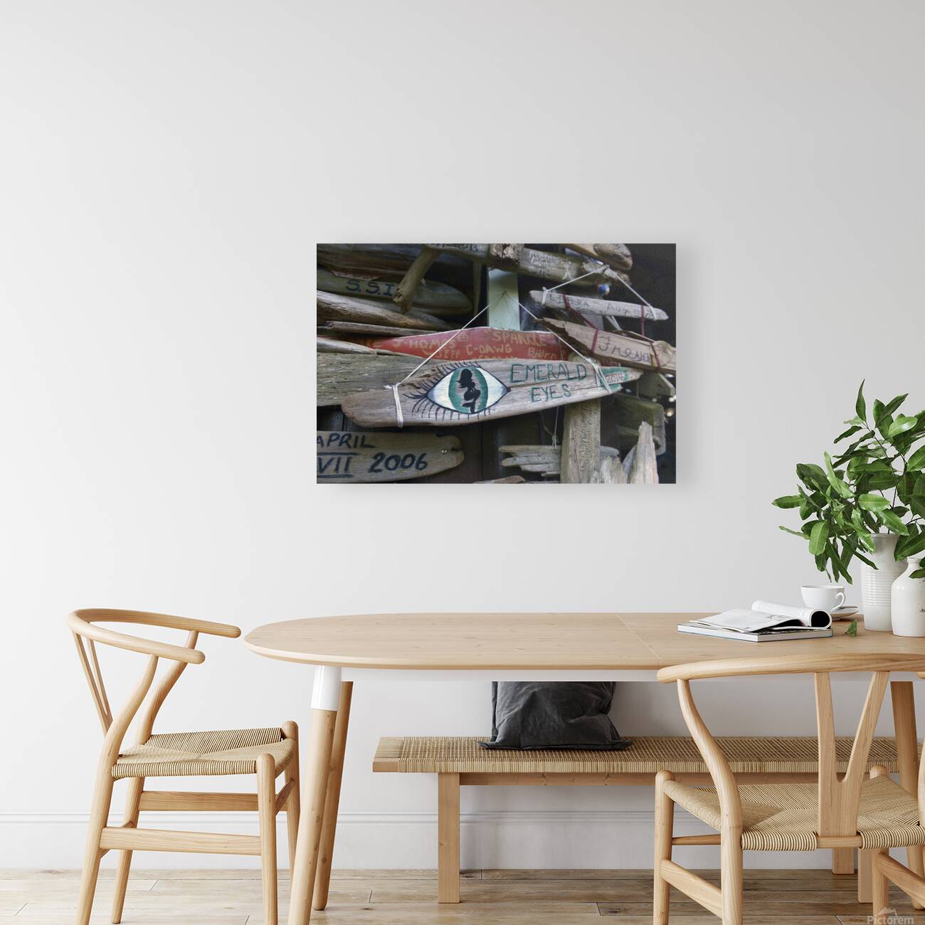 Driftwood sign for Emerald Eyes 2014 Reproduction