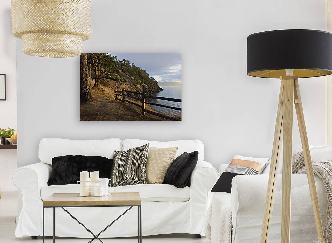 Wood fencing along the cliffs at East Cove Reproduction