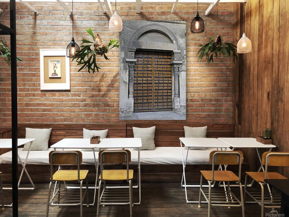 Wooden door. Cathedrale Saint-Sauveur. Aix-en-Provence. France Reproduction