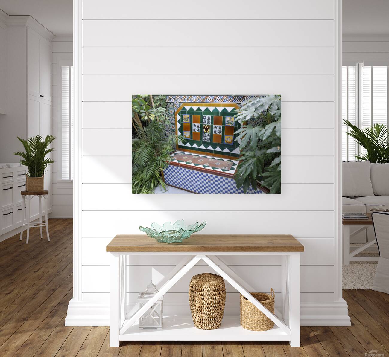 Ceramic tile bench with plants Casa Don Bosco Ronda Málaga Andalusia Spain Reproduction