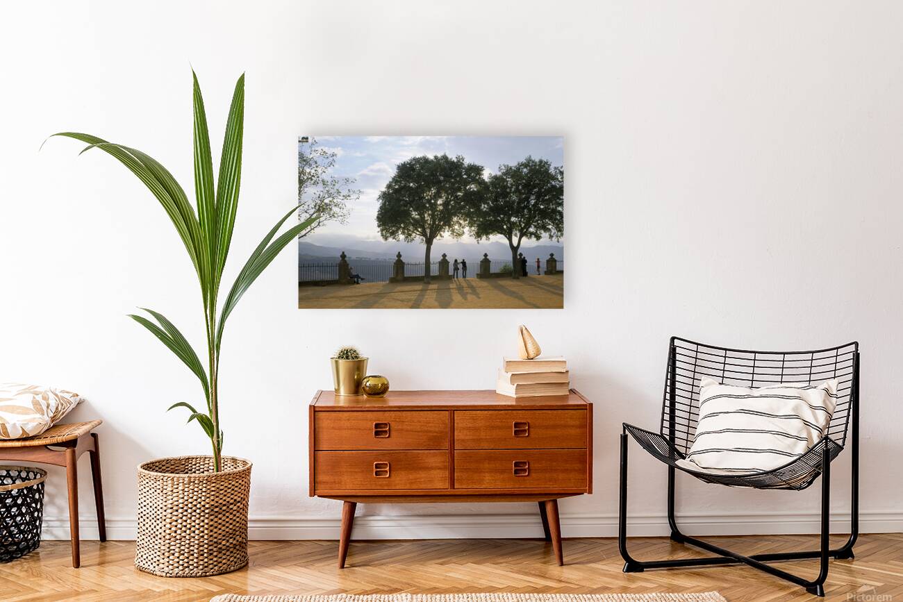 People enjoying the view from the Alameda del Tajo Ronda Málaga Andalusia Spain Reproduction