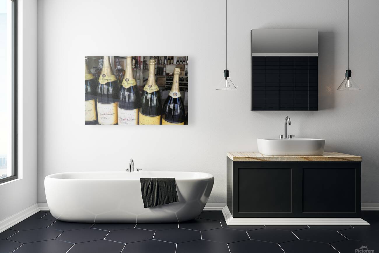 Champagne bottles in a liquor store Nevers Nièvre Burgundy France Reproduction