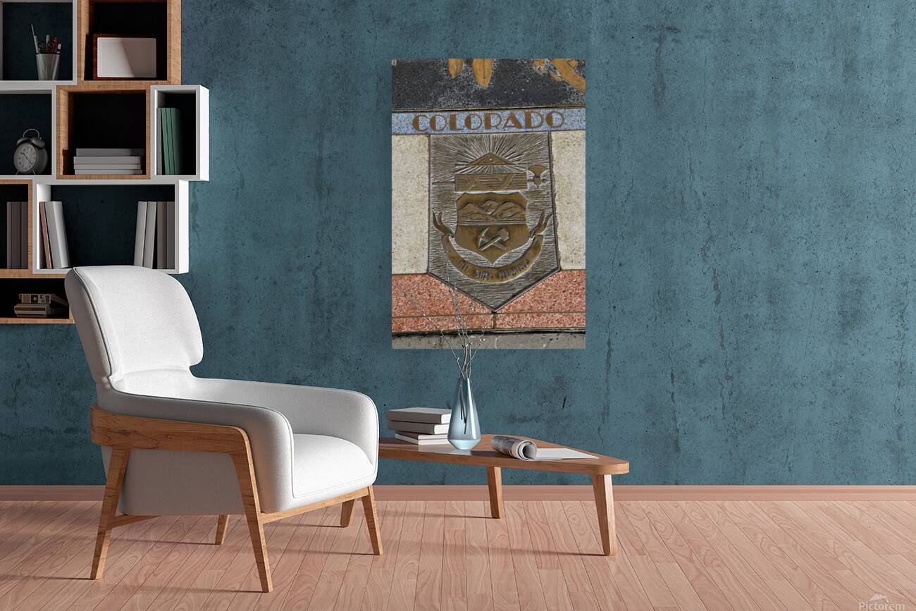 Bas relief plaque for Colorado is inlaid into Hoover Dams plazas surface one of the seven states that fall within the Colorado Rivers basin. Hoover Dam Arizona Nevada USA Reproduction