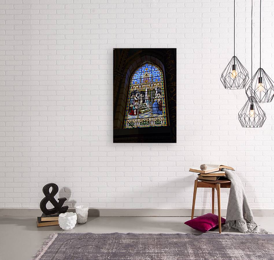 Stained glass window at Basilica del Voto Nacional Quito Ecuador Reproduction