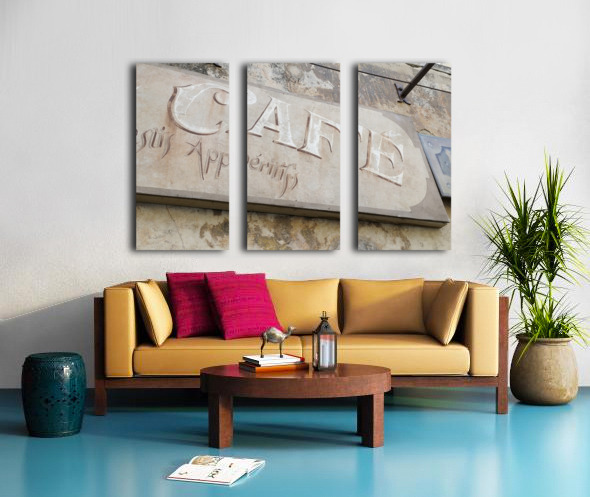 Cafe sign in Lourmarin Split Canvas print