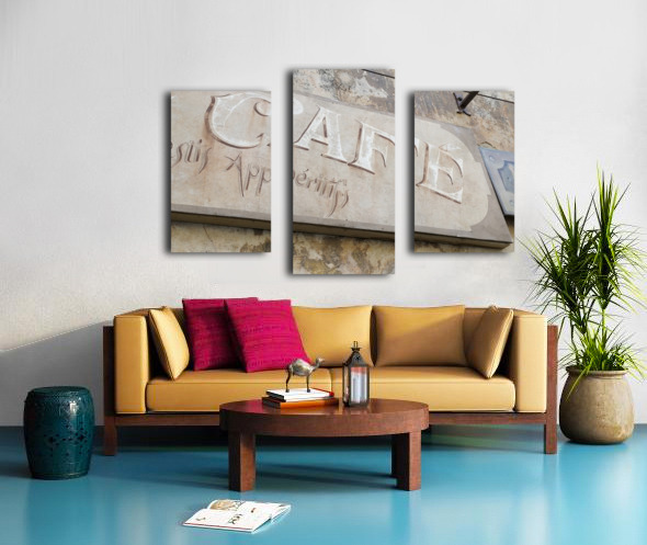 Cafe sign in Lourmarin Canvas print
